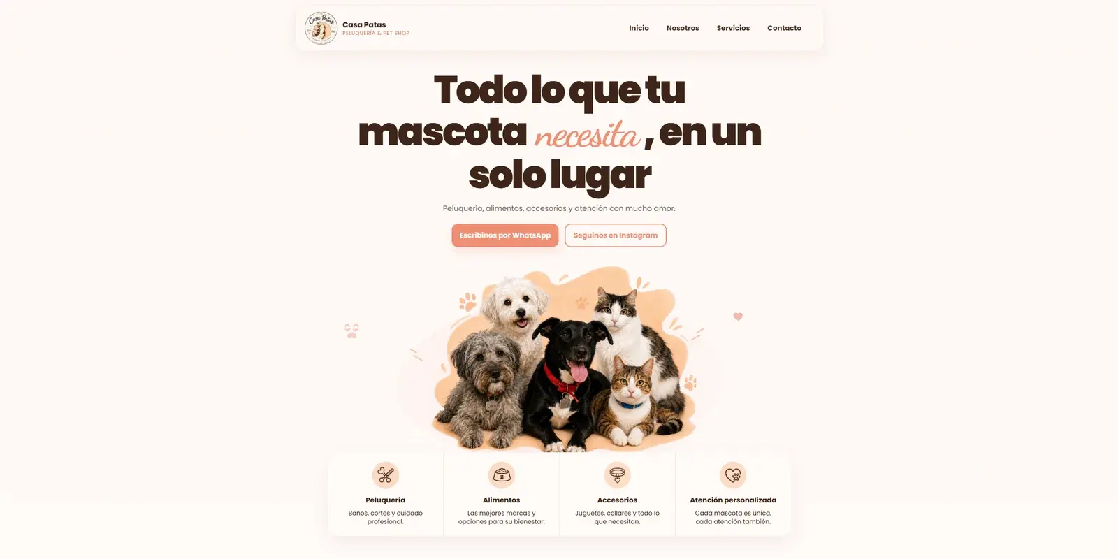 Sitio web público de Casa Patas